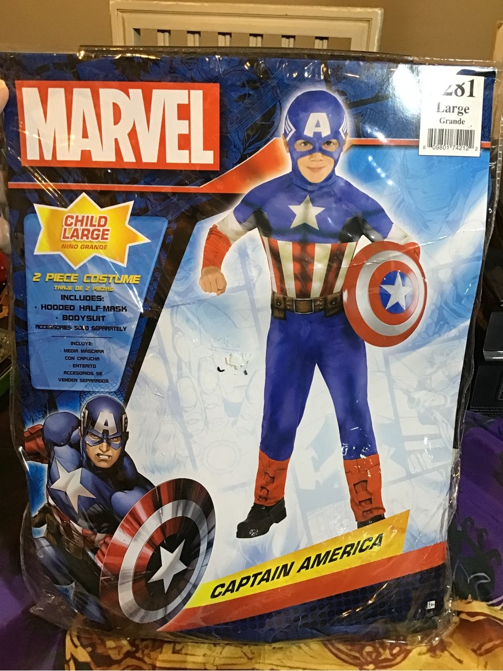 Marvel Captain America child costume size large